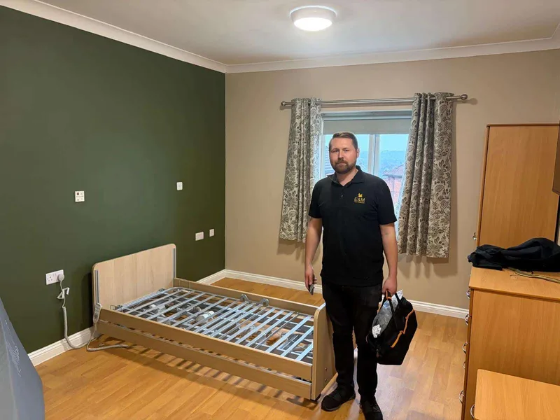 E&M engineer installing a profiling bed